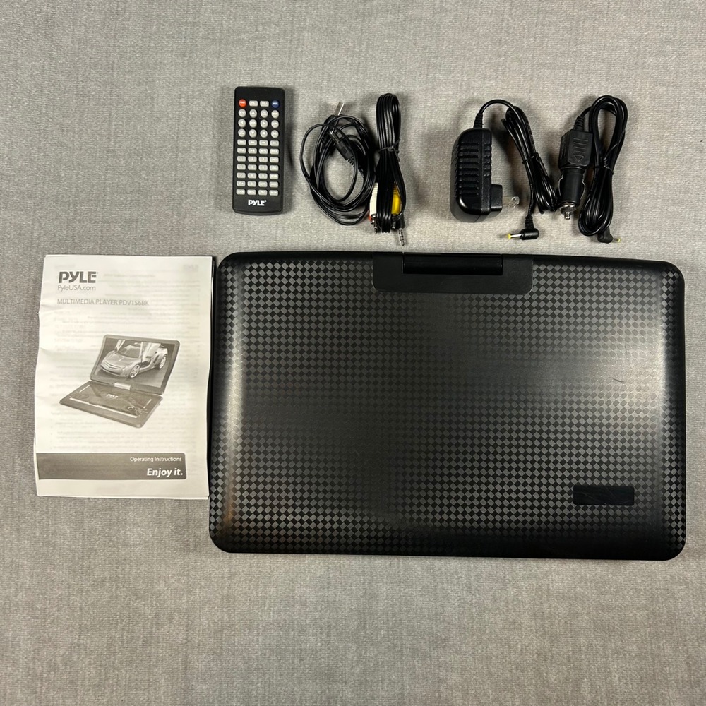 Pyle PDV156BK 15.6 Inch Portable DVD Player Swivel Screen USB SD Card Black